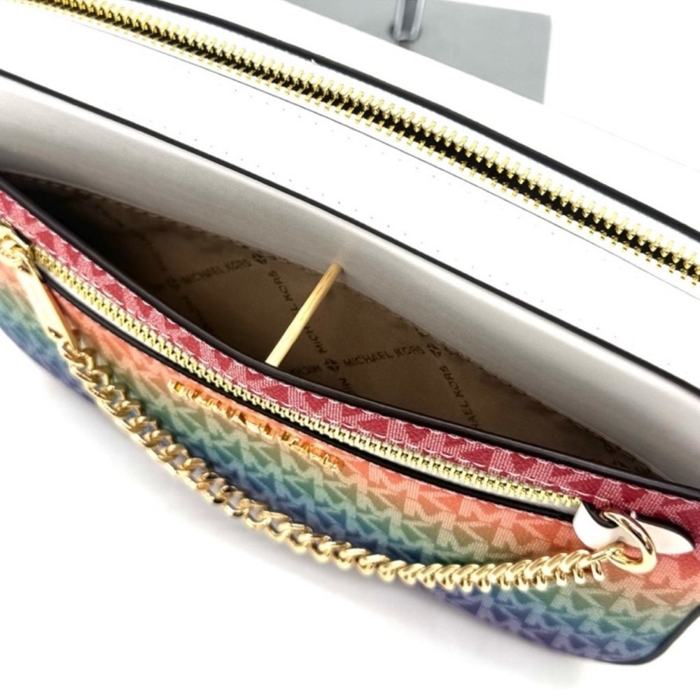 Michael Kors Large Signature Logo Crossbody Bag & Matching Bifold Wallet Rainbow - Picture 11 of 15